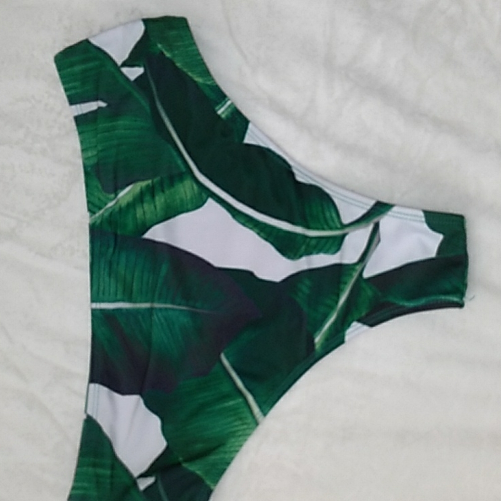 High Waist bikini BOTTOM Sz 6 ZAFUL Green White Bathing Swim 👙 Suit - Picture 2 of 5
